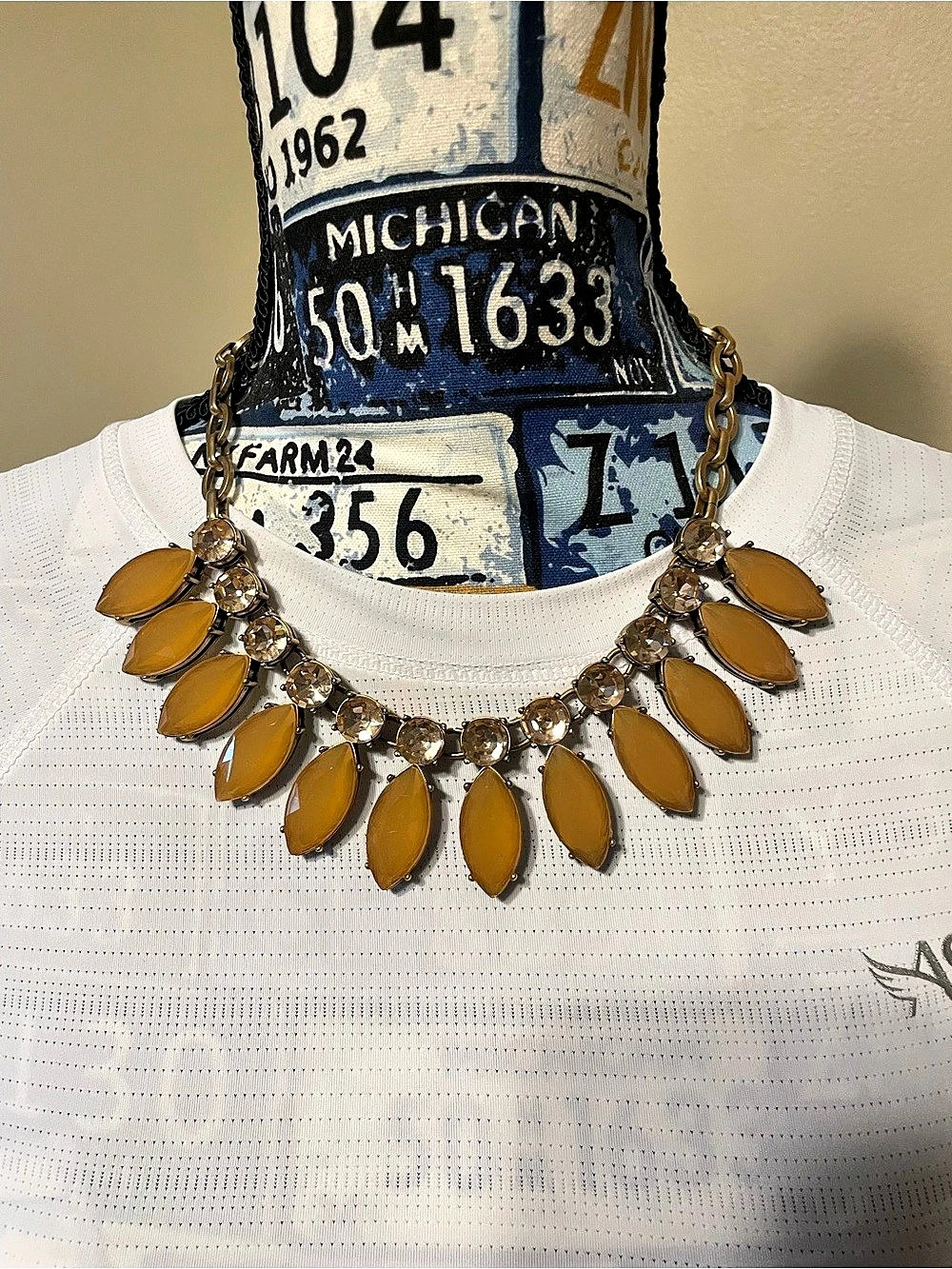 J.Crew Statement Pendant Necklace in Gold & Brown